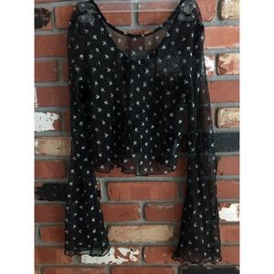Urban Outfitters mesh star bell sleeve top